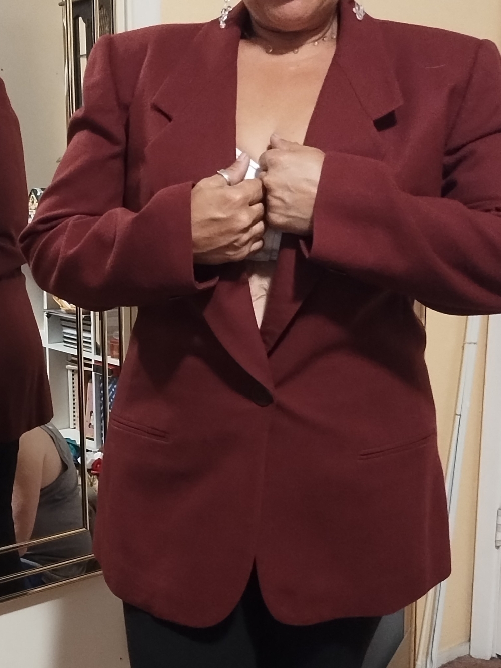Evan Picone Deep Burgundy Single-Button Blazer